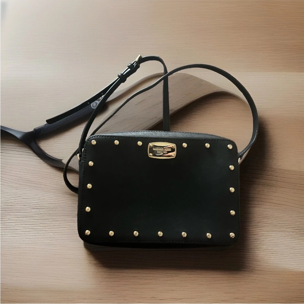 Michael Kors Black Crossbody Bag with Gold Studs